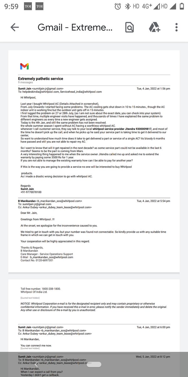sumitjainjr's tweet image. @WhirlpoolCare @whirlpool_india @WhirlpoolCorp here is the conversation details