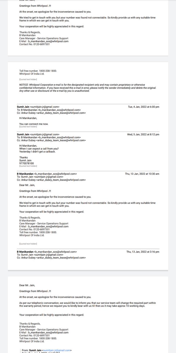 sumitjainjr's tweet image. @WhirlpoolCare @whirlpool_india @WhirlpoolCorp here is the conversation details
