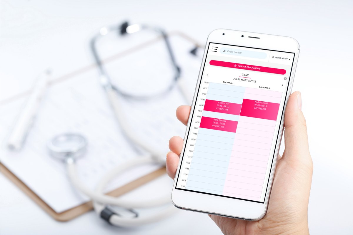 AppAtrium's tweet photo. 🩺Aplicația dentara poate fi folosita pe telefon. Fiecare doctor își poate vizualiza programările de ori unde din lume. 

🦷The dental application can be easily used on the phone. Each doctor can view their appointments at any time in the world.

#atriumapp #dent #Dentist https://t.co/H9buKat2GW