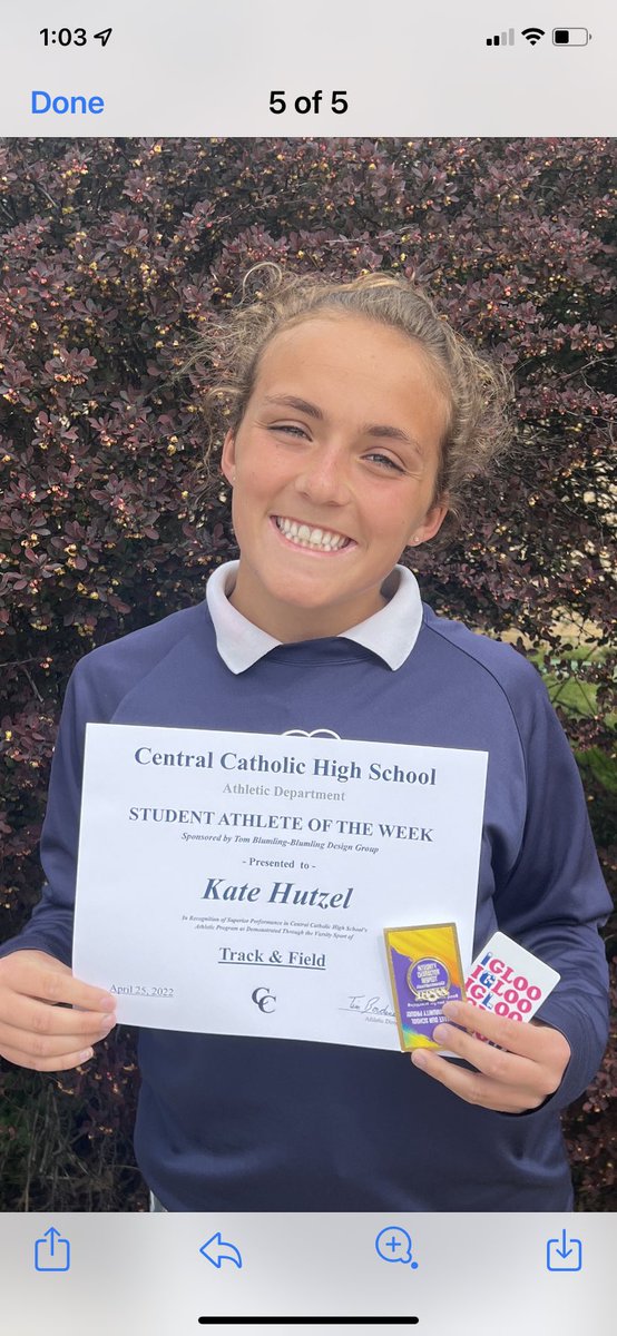 Athlete of the Week presented by ⁦<a href="/blumlingdesign/">Tom</a>⁩ is Sr. Kate Hutzel. Kate is a 4 yr letter winner in Track. She placed 1st in 4x800, 1600, 3200 &amp; 4x400 at Clint Cent Invite. She placed 2nd in 1600 &amp; 4th in 800 at Guerin Invite. Way to go Kate! @faceofsportsmanship