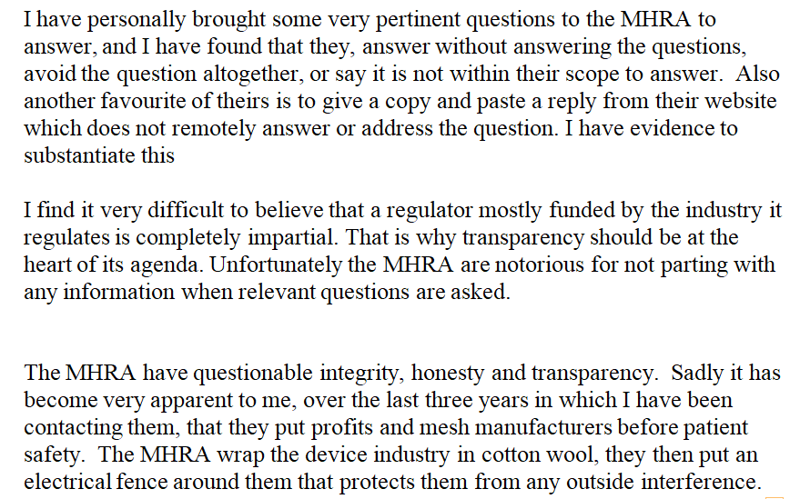 AnnBoni1's tweet photo. Thank you Susan I also read out this statement in front of the @MHRAgovuk at the EGWP in 2013. Again I did not receive any reply other than a bit of huffing and puffing from Neil McGuire devices director @SusanMorgan19 @APPGFDNH @BevHolt1 @NHSEngland https://t.co/x364YelCbD