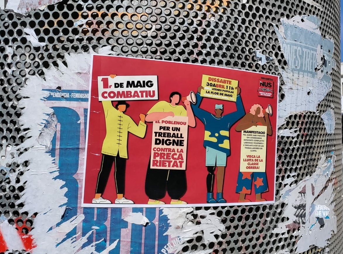 El carrer en va ple, 🗣️
Dissabte tothom al carrer! 🫵🏽

1r de MAIG COMBATIU al POBLENOU
Per un treball digne! ✊🏽
Contra la precarietat! 🙅🏾‍♀️

📆 Dissabte 30A
🕚 11h
📌 Inici: <a href="/FlordeMaig/">La Flor de Maig</a>
