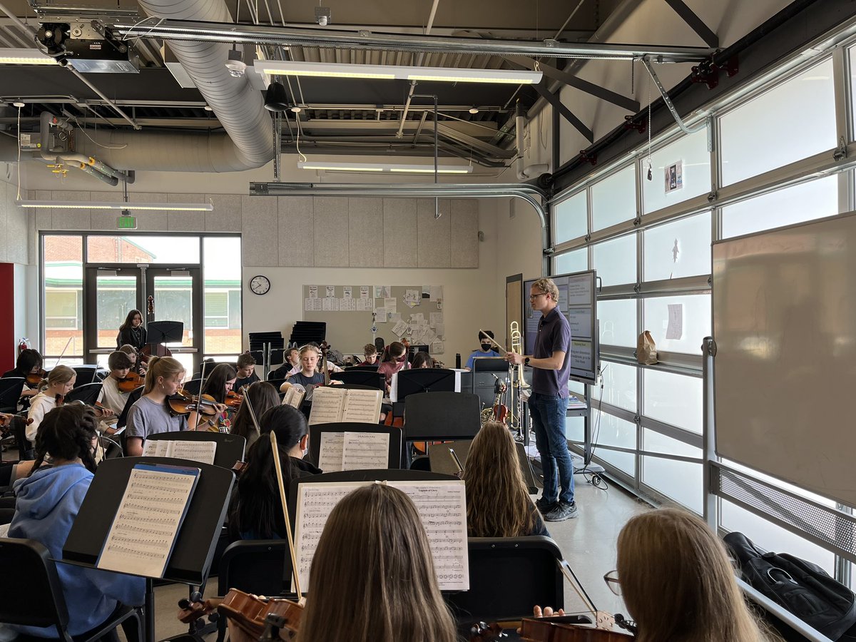JeffcoMusic's tweet photo. Next up Mr. Page and the Manning Orchestra! They are preparing for Music in the Parks and they sound great!! I also got to sneak a peek at rehearsals for Seussical with Ms Mendez and Ms Norton! #JeffcoBetterTogetherDay #BetterTogether #MusicIsBetterTogether https://t.co/8R9mNSj71m