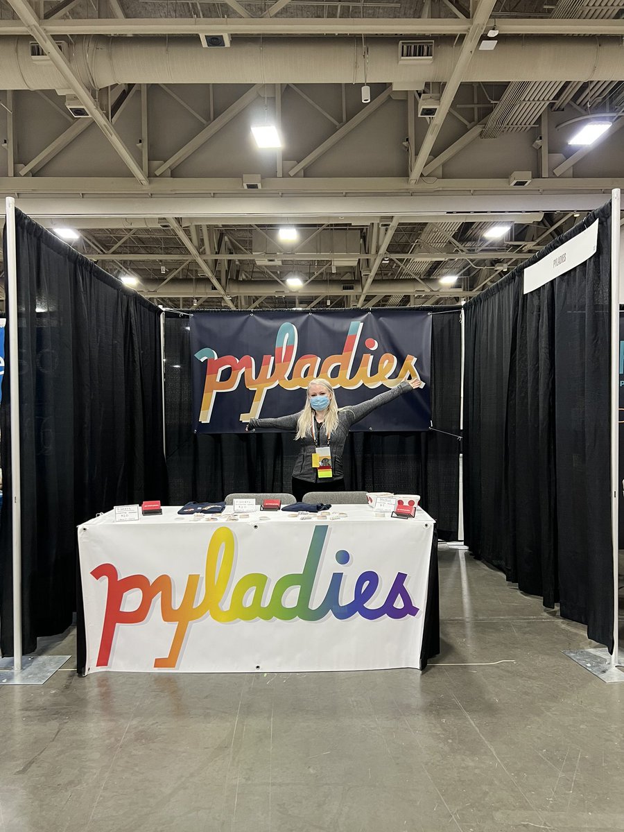 Hey #PyConUS2022 ! The <a href="/pyladies/">PyLadies</a> booth is ready for you! We’ve got plenty of stickers, and tshirts &amp; keychains for sale - come say hi!