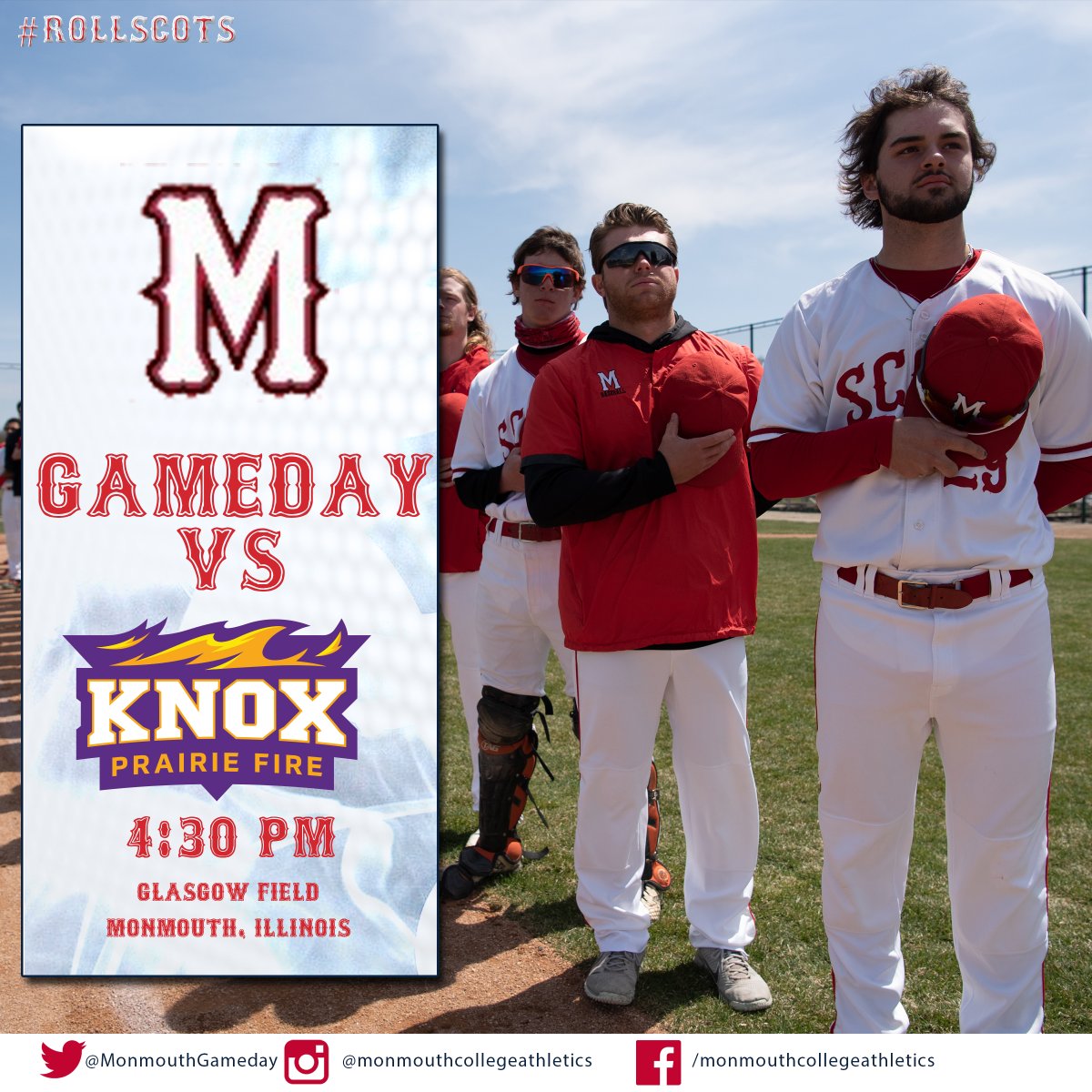Here's hoping it is done raining for the day and <a href="/MCScotsBaseball/">MC Baseball</a> can finally host Knox in a game that was scheduled for 3/29...3/30...4/13...4/18...and today.

📍Monmouth
🆚knox
🏟️Glasgow Field
⏰4:30 pm
📺portal.stretchinternet.com/monmouth/porta…
📊portal.stretchinternet.com/monmouth/stats…
🗞️<a href="/MonmouthGameday/">Monmouth College Game Day</a>