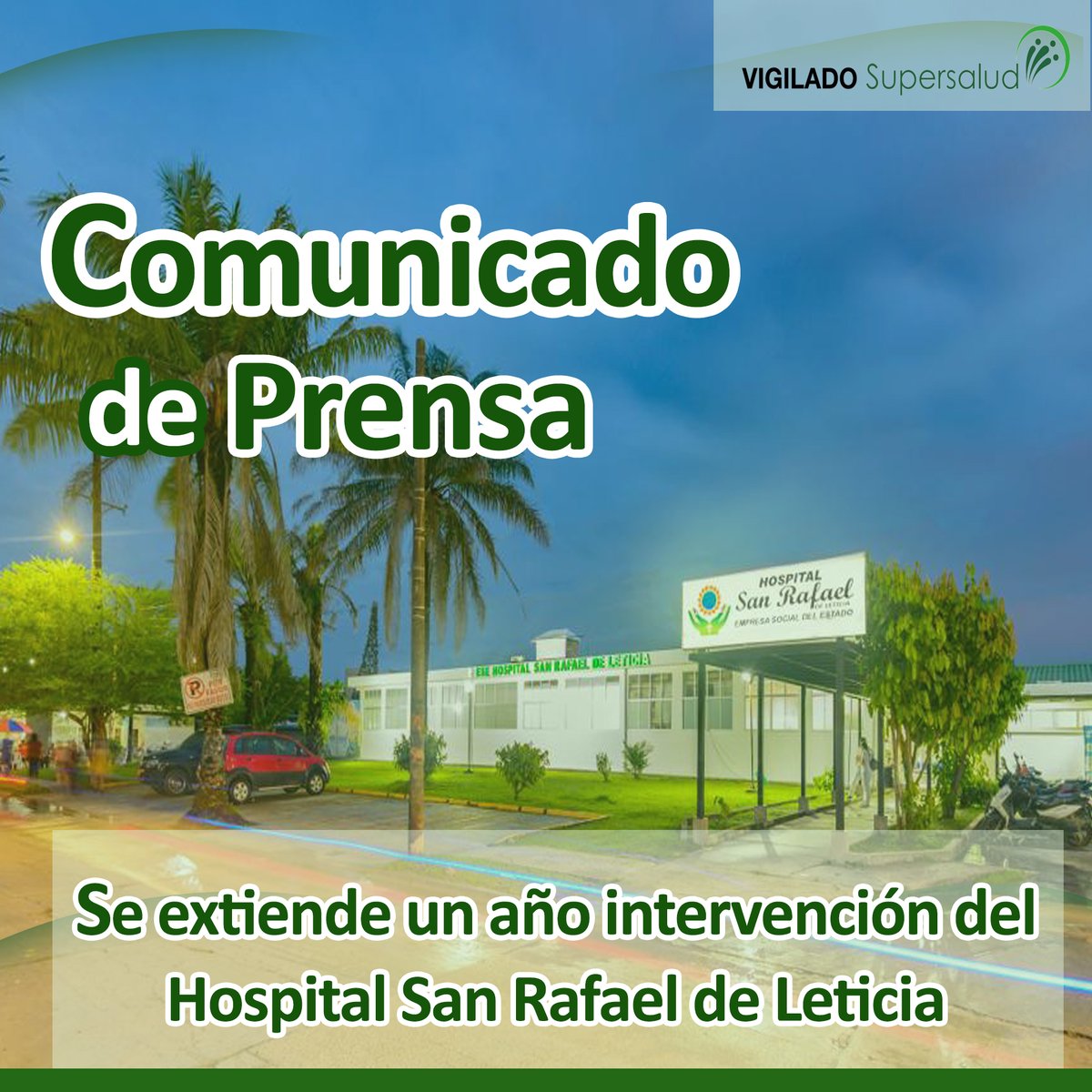 LeticiaHospital's tweet photo. La ESE @LeticiaHospital continuará un año más en intervención por parte de @Supersalud con el fin de seguir ejecutando actividades que permitan la recuperación integral y prestación de servicios a los 80 mil usuarios en el Amazonas.🏥🌴
Más detalles🔽🔽🔽
https://t.co/HwLiGF80FE https://t.co/zbslBWX5Mb