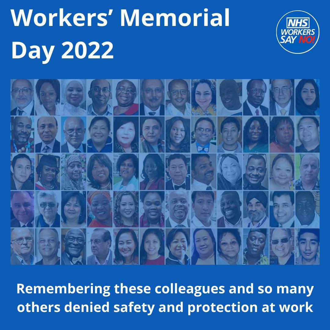 Today is International Workers' Memorial Day.

Today we remember every life lost due to unsafe working conditions, and commit to fighting for the health and safety of every worker.

Grieve for the dead, and fight like hell for the living. 

#IWMD #IWMD22 #IWMD2022