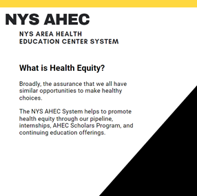 NYS_AHEC's tweet photo. Please visit https://t.co/3S6z9DAJdi to learn more about our mission, programs, and resources. 

#AddressingHealthEquityChallenges
#HealthcareEquity https://t.co/9M6vPFxq7C