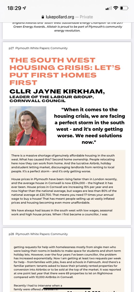 JayneKirkham4's tweet photo. I am on page 27 of @LukePollard’s ‘Plymouth Papers’ writing about the #housing crisis in the South West and what we can do about it. #firsthomesnotsecondhomes Full link below - 

https://t.co/zlJnyIxRNH

Luke will be online discussing this tonight too- https://t.co/VORCE1QaNE https://t.co/lJNthvpfUz