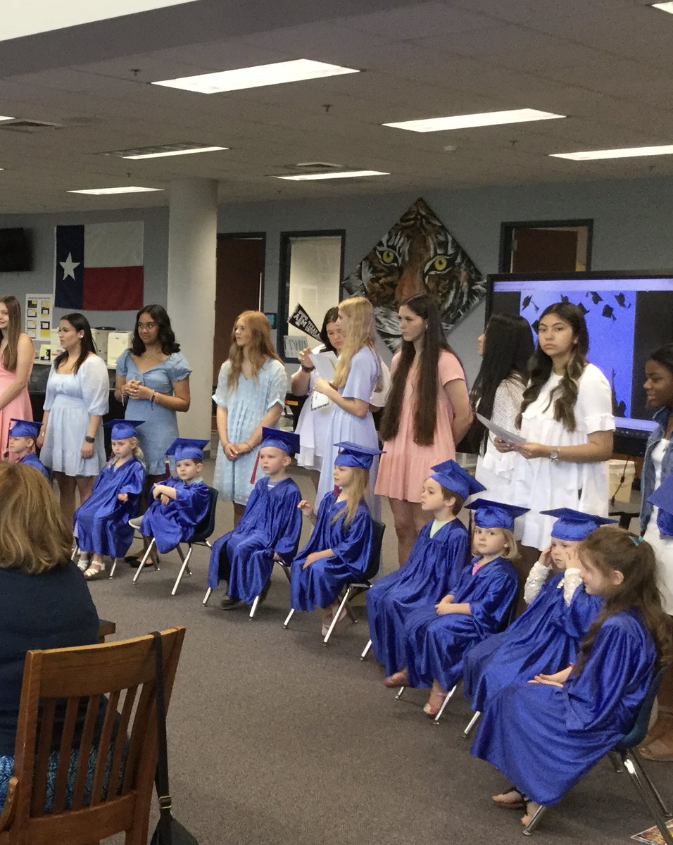 KCHSLibrary's tweet photo. Congratulations to the Class of 2035! Loved having the graduation ceremony for these future tigers in the library today.  @KleinCollins @KCCTE1 @KCHSLibrary @KCHS https://t.co/sVMHDR7eu0