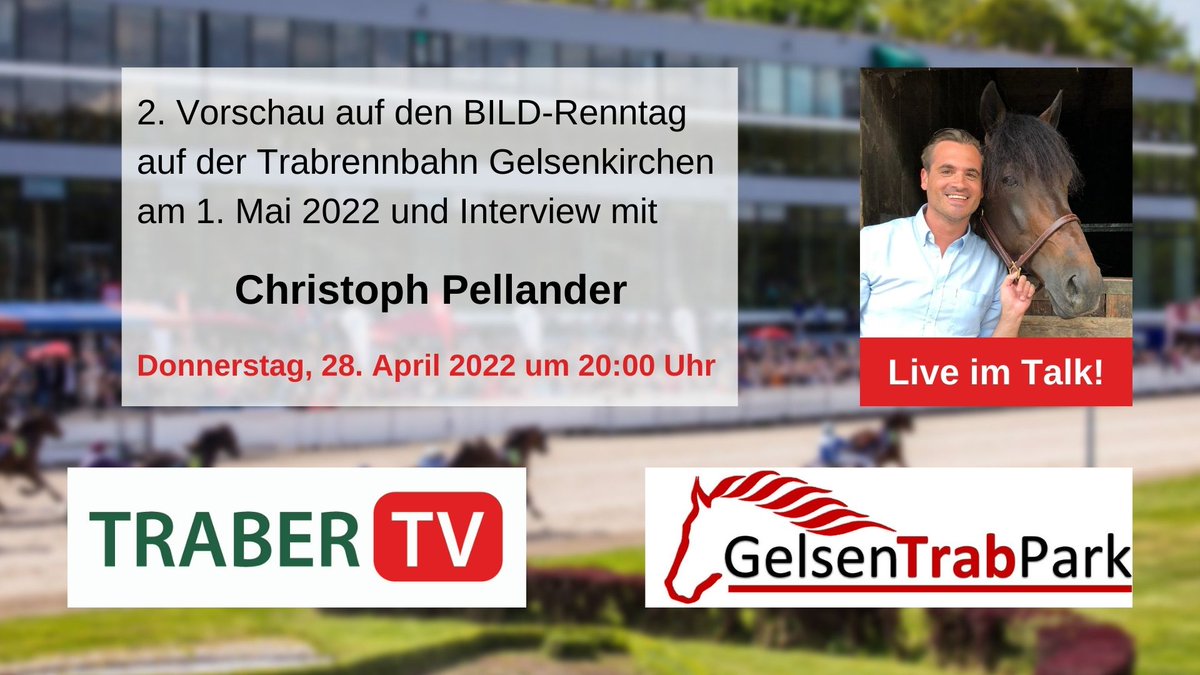 Die 2. Vorschau zum großen <a href="/BILD/">BILD</a>-Renntag am 1. Mai im <a href="/GelsenTrabPark/">GelsenTrabPark</a> mit Christoph Pellander fängt heute abend etwas später ab ca. 20:30 Uhr an.

#TraberTV #Gelsenkirchen