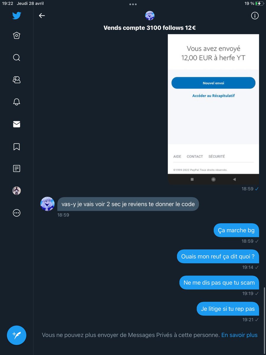 domina_leane's tweet photo. @HerfeYT ⛔️ ATTENTION C’EST UN ARNAQUEUR ⛔️

J’ai voulu acheter un compte il m’a bloqué après avoir envoyé l’argent 

⛔️SIGNALER LE SVP ⛔️ https://t.co/17gRxlQSrW