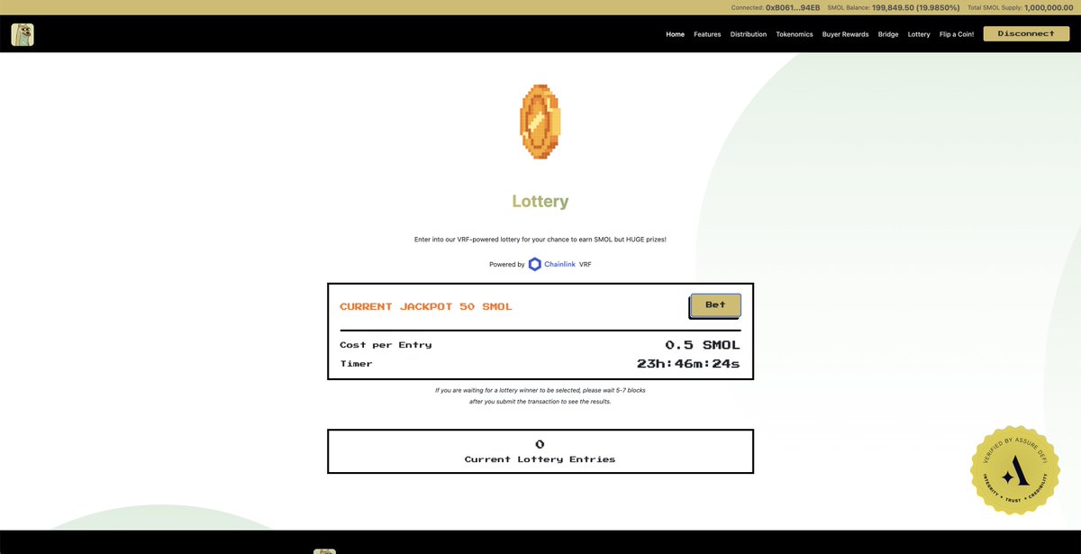 while the #smoldiers out crushing fur the culture we at tha lab been WERKING! jussa couple $SMOL tings weel be drawping within tha next week:

🐸 <a href="/chainlink/">Chainlink</a> data feed powered binary predictions
🐸 perpetual lotteries
🐸 want to flip a coin or predict with lower gas? BSC bridge 👀