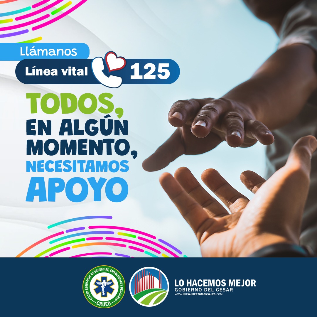 La 📞 Línea Vital 125 está disponible para ti.
♥️Si necesitas apoyo
Estamos para ayudarte 🫂

#LíneaVital
#CruedCesar