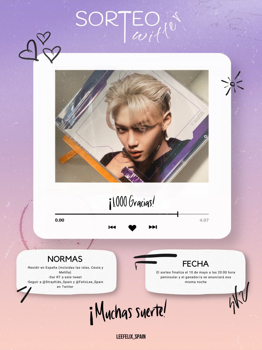 FelixLee_Spain's tweet photo. 🎁SORTEO🎁

¡STAY! Para celebrar que hemos llegado a 1000 seguidores vamos a sortear un ‘ODDINARY’ Jewel Case #Felix Ver. 🐥

Muchas gracias a todes, sigamos apoyando a nuestro solecito juntes🤍

Finaliza el 10 de mayo a las 20:00 y tenéis las normas en la imagen~

¡Mucha suerte! https://t.co/4jSxtpHXTl