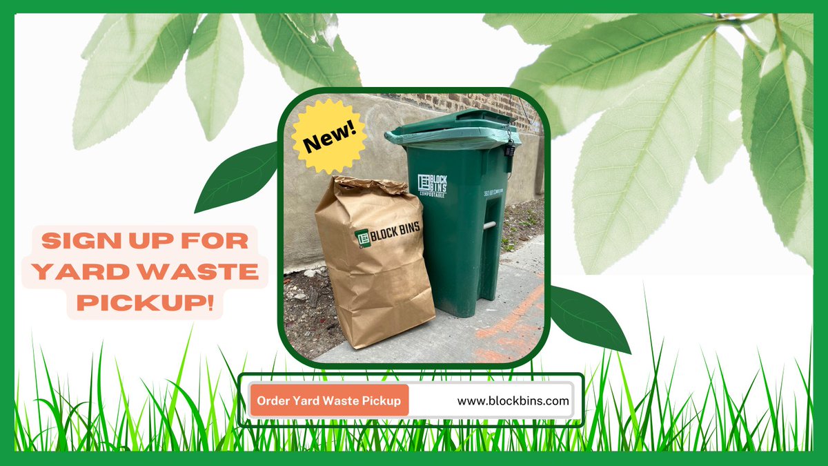NEW SERVICE ANNOUNCEMENT! We're now offering yard waste pickup to anyone in Chicago (current subscribers or not) for only $10 per bag. Just put your yard waste in a 32-gallon bag, go to blockbins.com to find a bin nearby, place your bag next to our bin. We do the rest!