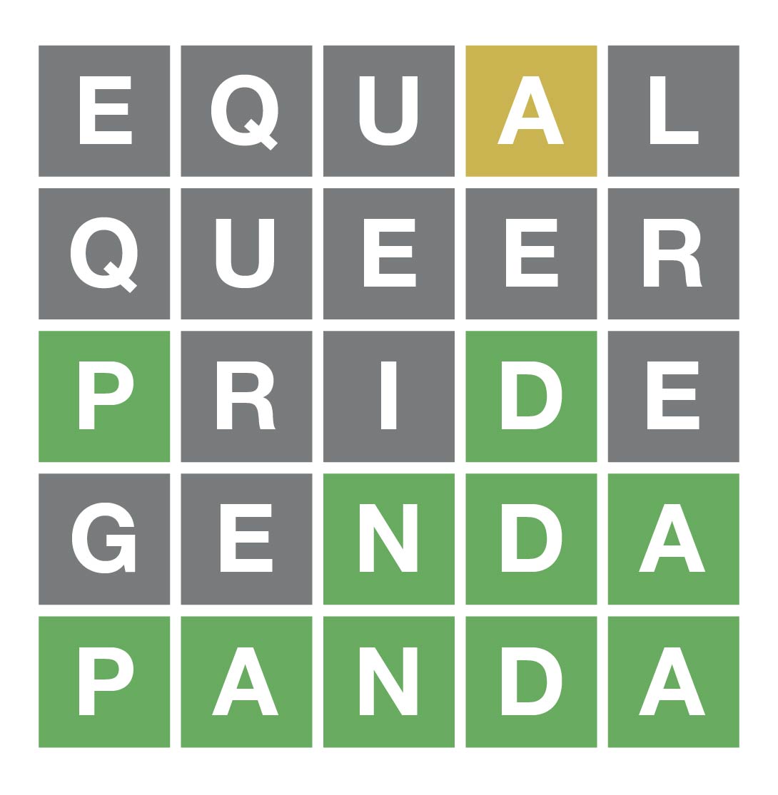 NoGendaPanda's tweet photo. Is there any chance you folks had the same wordle as me today ??  👀🐼❤️
.
.
And still took me all five rows 🤦
.
#wordle #equality #community #NFT  
.
@nytimes sry for revealing 😬 https://t.co/gqYQUnBqnU
