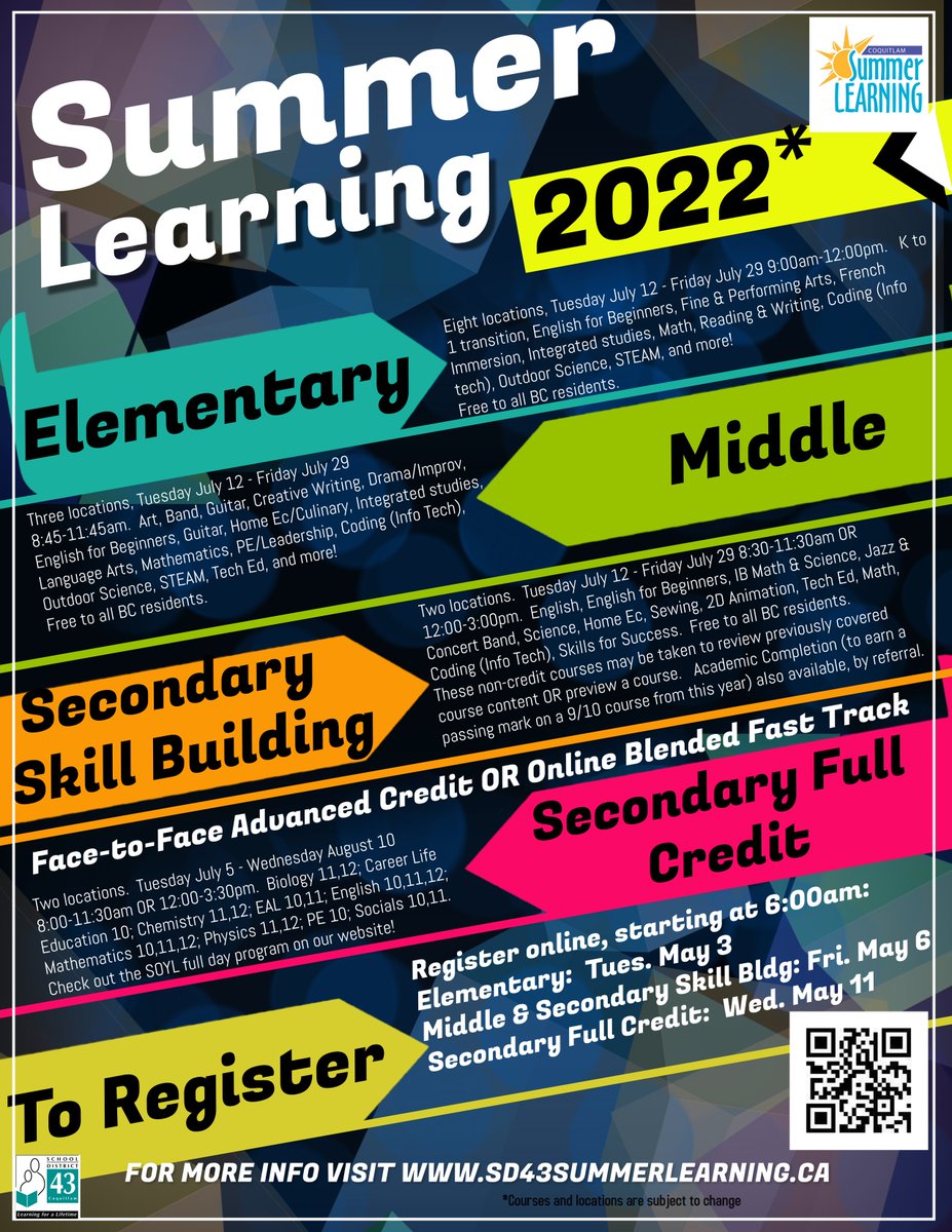 Summer Learning Registration Starts Next Week! Learn more below!