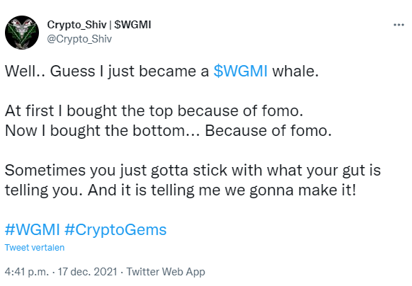 Today is the day we are going down the history books of crypto. This community never stopped believing. It never gave up. Now the time has come to reap the rewards.

If I had to choose a crypto family you darn right it would be #WGMI.

#theWGMImovement @wgmi4thepeople