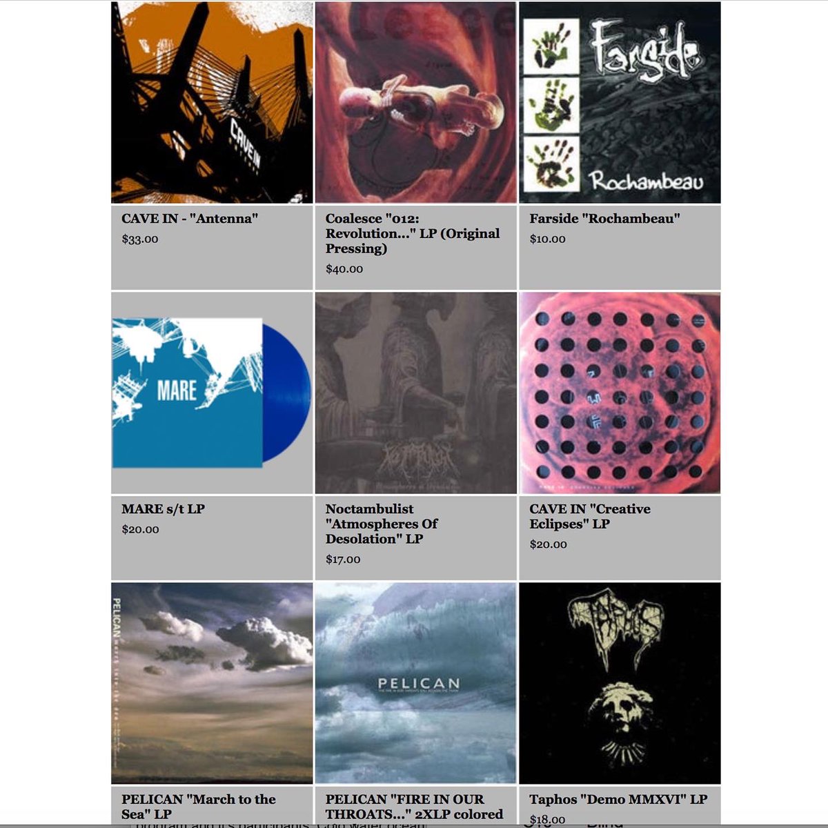 Buncha rare stuff just posted - Converge, Boris, Mare, Cave In, Cable, Soilent Green, Khanate, Botch, Pelican, etc - link in comments. THANK YOU!

realtomatoketchup.bigcartel.com