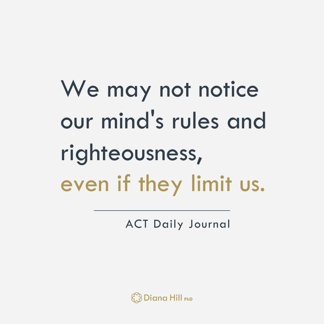 DrDianaHill's tweet image. Notice your judgments (good and bad) today. When you notice them, try either restating them as observations or seeing them just as words. Write the judgments down and play around with them. See how this changes your perspective. #actdailyjournal #drdianahill #cognitivedefusion