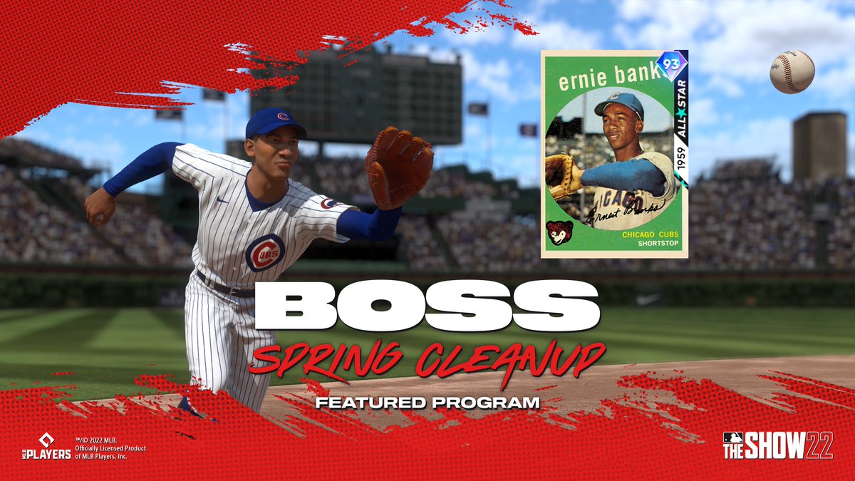 MLBTheShow's tweet photo. Mr. Cub is one of five Bosses in the new Spring Cleanup Program! 🐻⚾

Last Boss reveal is on our Push The Button Content Stream today at 11:30 AM PT. Be there!

#MLBTheShow https://t.co/L2eESXF7ng