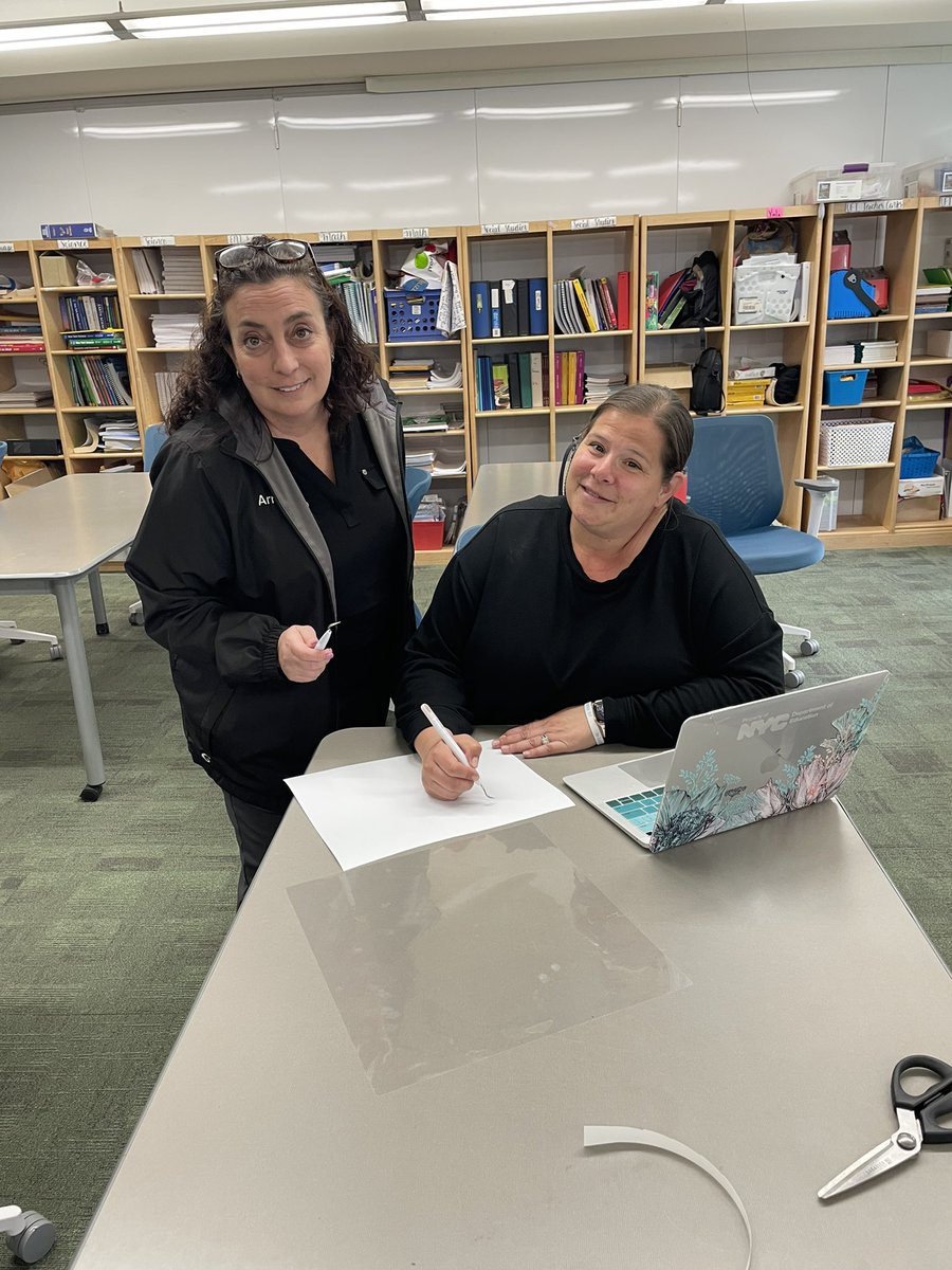 MathMrsGleason's tweet photo. @egbertwildcats ELA department crafting with @cricut to create t-shirts for our first annual poetry slam! @JillPassantino https://t.co/DdeziMc3py