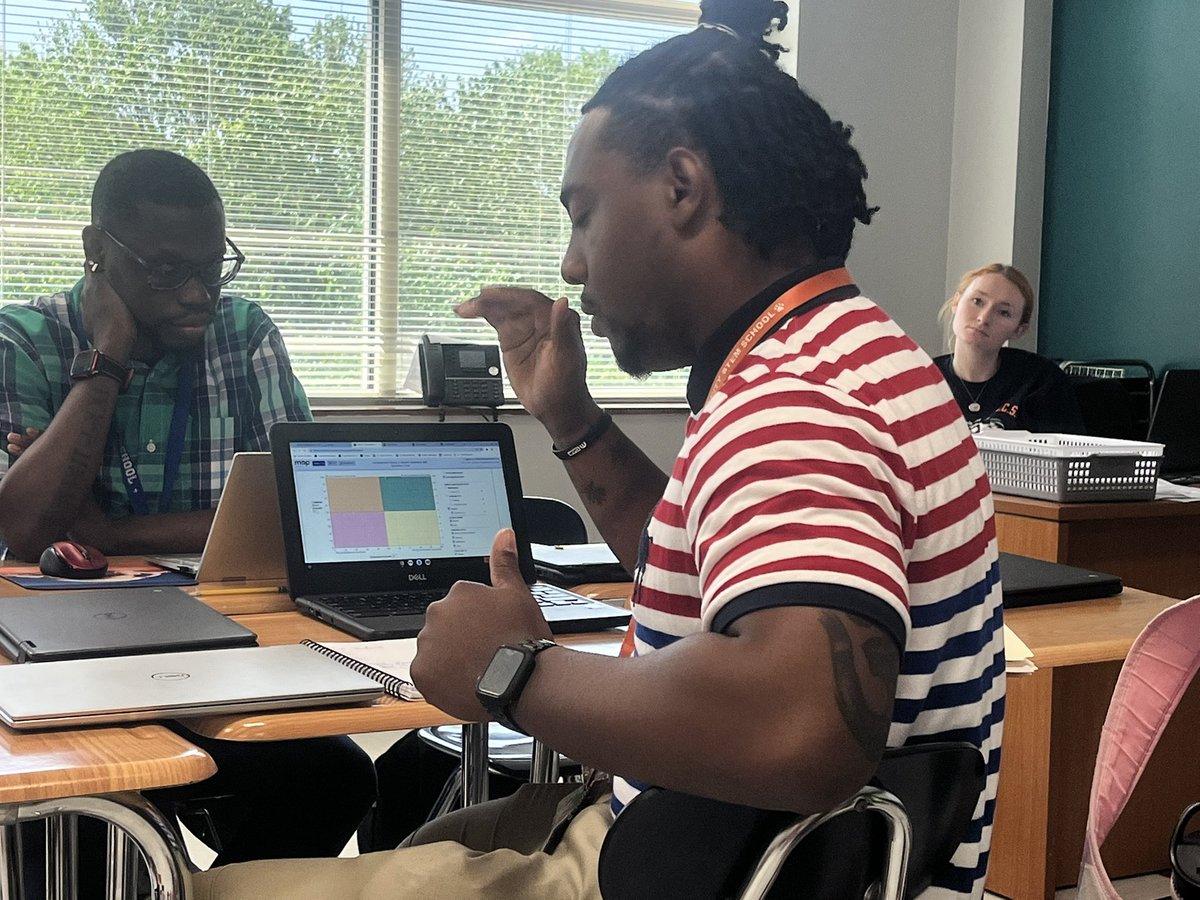 TMSACharlotte's tweet photo. QCSS teachers presented their MAP data during PLCs this week and worked collaboratively with their teammates, admin, and tutors to develop strategic plans for these final weeks of school. #LionStrong https://t.co/HonEyGE05K