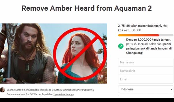 KompasTV's tweet photo. Lebih dari 2 Juta Orang Tandatangani Petisi Pecat Amber Heard dari Aquaman 2 https://t.co/42FxJMNjm3 https://t.co/j80B4Bf7ya