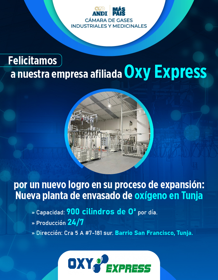 GasesANDI's tweet photo. #ANDIGases celebra la puesta en marcha de la nueva planta de #OxyExpress en Tunja, con la que se prestará el servicio de oxígeno medicinal a cada vez más pacientes en diferentes regiones del país. 👍 https://t.co/tKtdDwnRNn