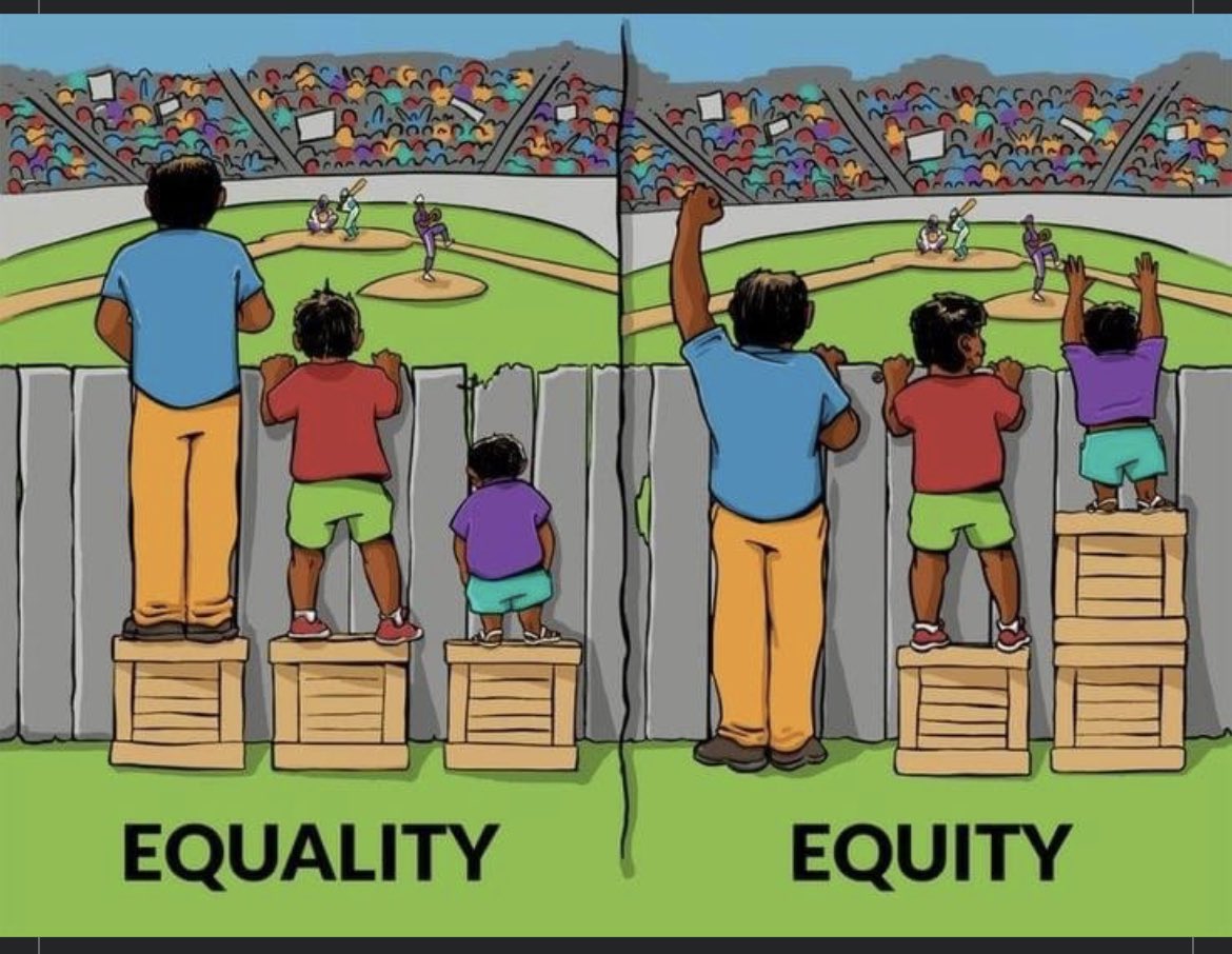 CoderCoryB's tweet photo. @MNHIMA - found this picture that Vince Rock described in today’s session. Really does explain the differences well. #SDOH #EQUITY #HEALTHCARE https://t.co/7d1f6uDb7F