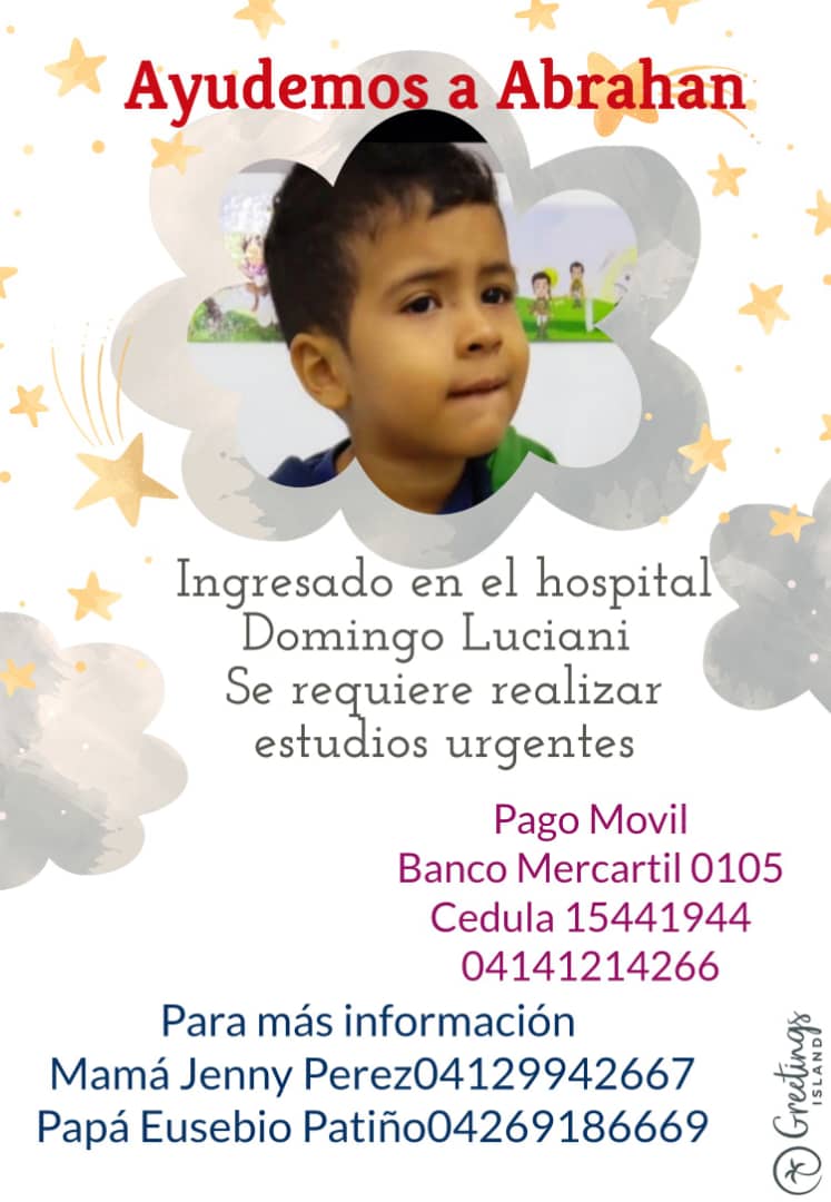 francy0101's tweet photo. @TortoleroFM Mi sobrino tiene un mes hospitalizado y requiere una cantidad exámenes muy costoso ya hemos agotado todo. Dios bendiga a quien quiera ayudar así sea compartir esta información Gracias https://t.co/7rjMXJcOgS