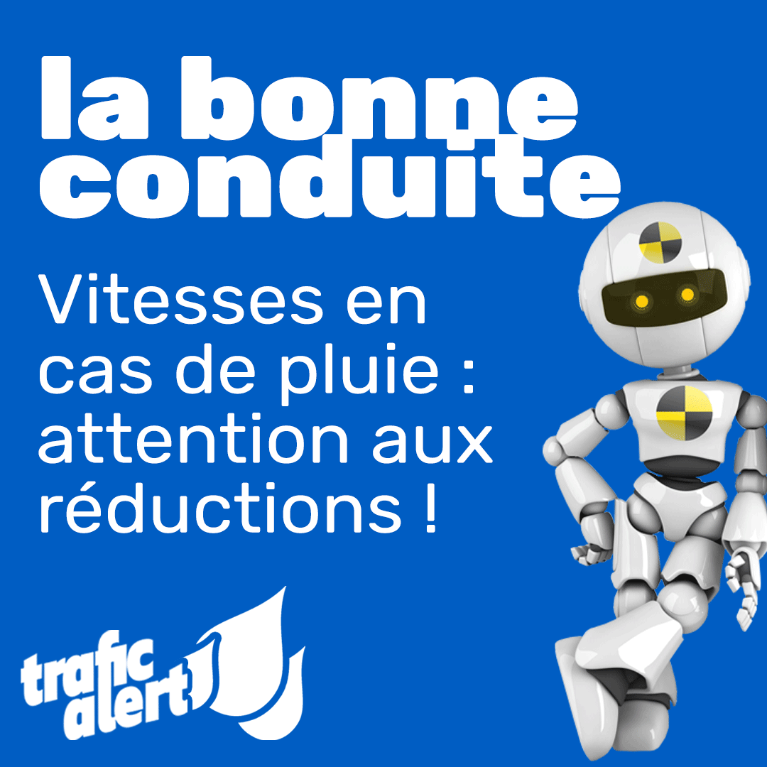 trafic_france's tweet photo. [LA BONNE CONDUITE] Quand il pleut, les #vitesses maxi sont réduites 80km/h sur #route (bah oui !), 100km/h sur une #voierapide et 110 sur #autoroute ... et ce sont des vitesses maximales. #pluie #conseil https://t.co/OF8X1I8Gzz