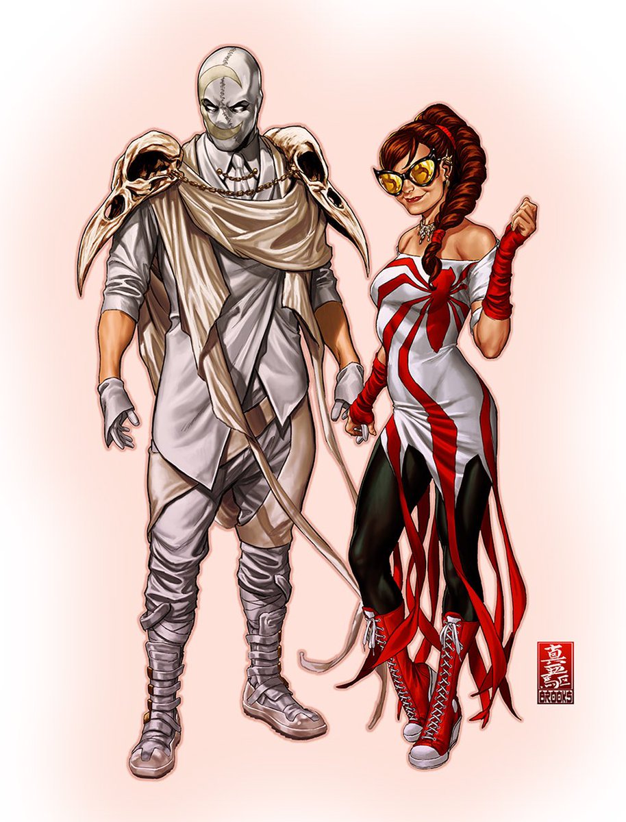 Last up for my #HellfireGala #Partycrashers series- the winner of the last poll #Moonknight and his date #Arána(aka-#Spidergirl). Both sporting fits the Harken back to alternative looks they’ve had in the past.