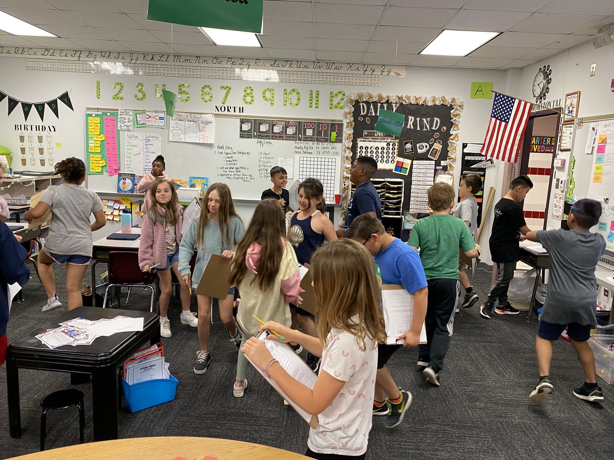 MrsMAmerson's tweet photo. Today in math students danced to fun music and stepped outside their comfort zone in dance it chance it by taking chances and talking with their partners about the problems with deep conversations. #KISDRockingReview https://t.co/9NtHgDQtSm