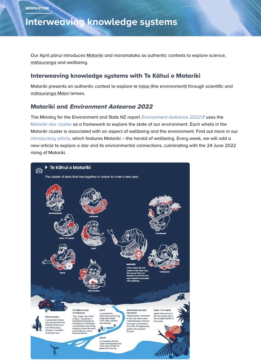 NZScienceLearn's tweet image. Our April pānui introduces Matariki and maramataka as authentic contexts to explore science, mātauranga and wellbeing
bit.ly/3xTNolH
#STEMeducation #ScienceLearningHub #Matariki @environmentgvnz @MBIEsci @NZScienceTeachr