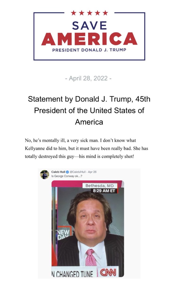 RyanAFournier's tweet photo. BREAKING: TRUMP DESTROYS GEORGE CONWAY 😂🤣

@CalebJHull https://t.co/FWUcsTIrpG