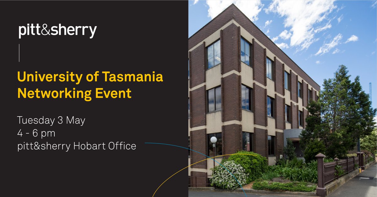 pittsherry's tweet photo. 📣 Calling all @UTAS_ students 

We’re hosting an information session Tuesday 3rd May, 4 – 6 pm in Hobart. 

Hear about what it’s like to work at pitt&amp;sherry and our scholarship available to final year students. 

Register via Career Connect: https://t.co/q06HG8y6gy https://t.co/aLTLkndEa5