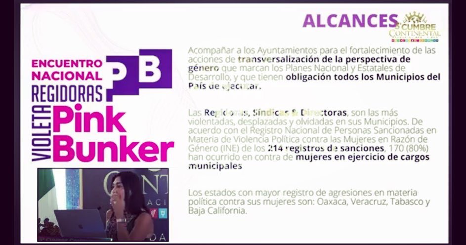 NormaPimentelMx's tweet photo. Este día presentamos la Red Nacional de Regidoras Violeta ✨⚖️💜 #PinkBunker desde la 3ra. cumbre por la paz @MonicaMendozaM @alex_Suagar @edurneochoa https://t.co/Dsm3zNHKNq