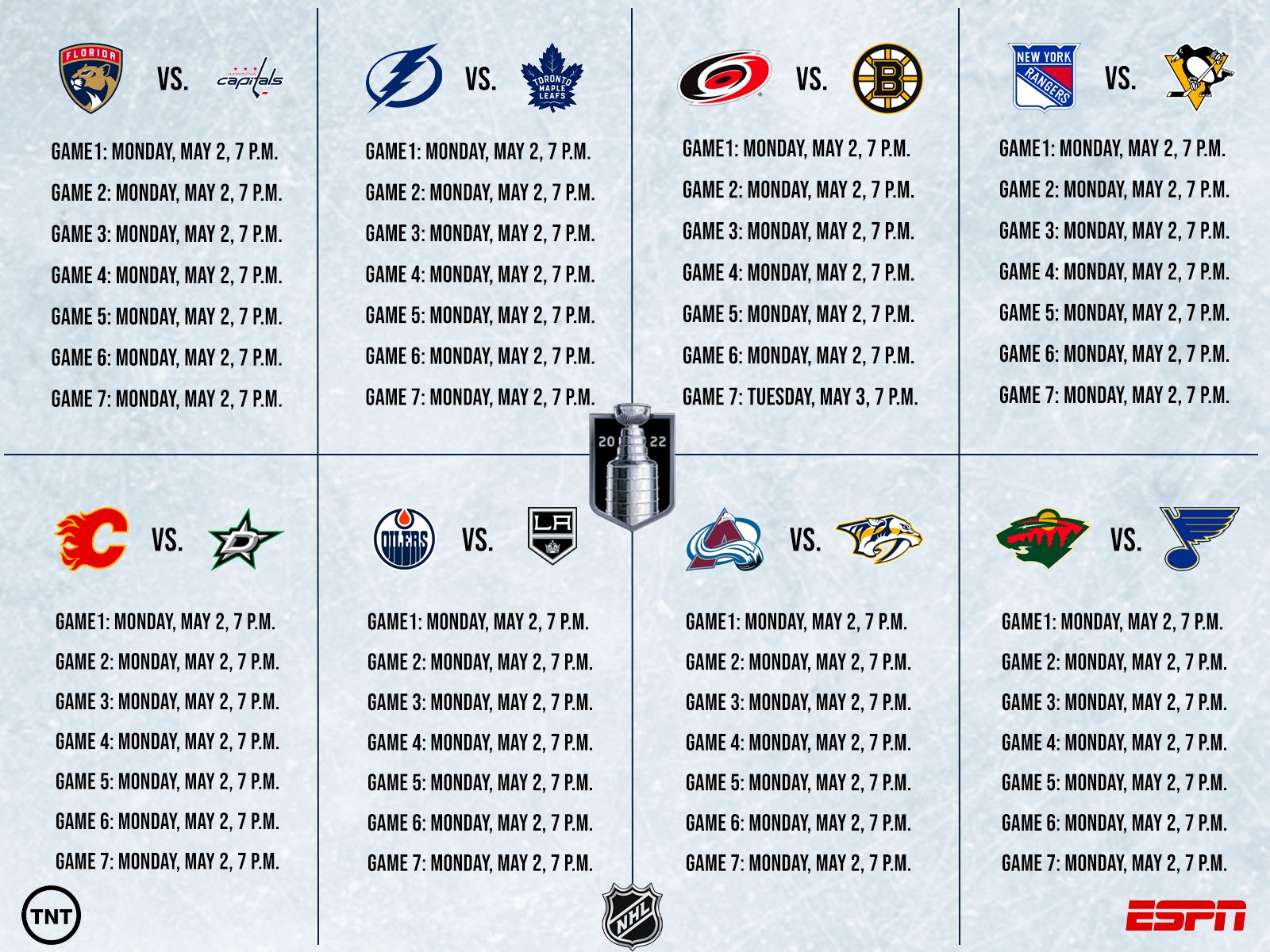 NHL Playoffs 2022: Schedule and TV times for first round in