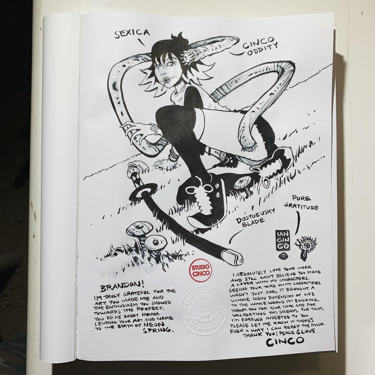 Ian_Cinco's tweet photo. I drew @RoyalBrandon’s character Sexica from MULTIPLE WARHEADS as a token of my pure gratitude for the NEON SPRING cover he made. I highly recommend checking out his work.
#SelfPublishing #IndiComics #ComicArtist #NeonSpring #Cyberpunk #Erratica #ThisCarNeutralizesDouchebags https://t.co/adyZ7gAhtc