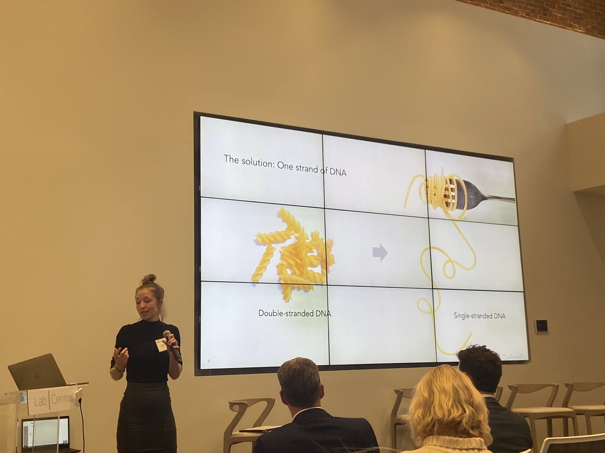 Next up - Floris Engelhardt from Kano Therapeutics! Explaining the benefits of #singlestrandeddna and how Kano uses it for their platform tech