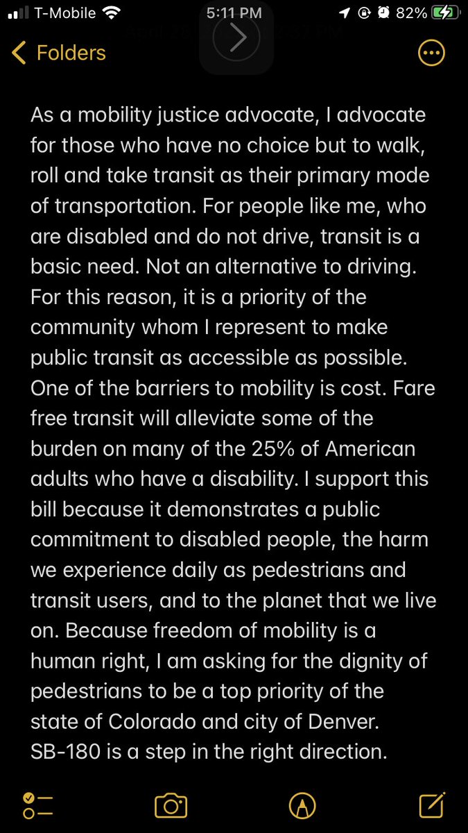 human_centric_'s tweet image. I had the opportunity to testify at the hearing for CO Senate Bill 180 Programs To Reduce Ozone Through Increased Transit. Of the topics brought up centering on climate, I was the only one to talk about disability. That’s why I am here. 
#PedestrianDignity #HumanCentricDesign