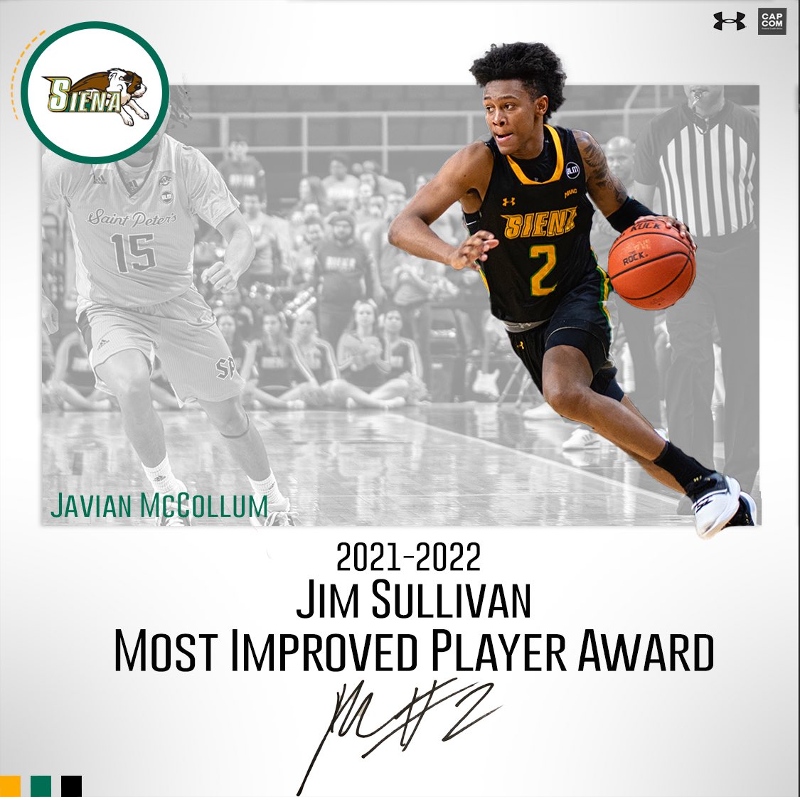 Siena Basketball (@sienambb) on Twitter photo 🏅 The recipient of the 2️⃣0️⃣2️⃣1️⃣-2️⃣2️⃣ Jim Sullivan Most Improved Player Award is <a href="/javian_0/">Javian Mccollum</a>❗️
#MarchOn | #SienaSaints | #Attack | #Finish | #EAT 🏅 The recipient of the 2️⃣0️⃣2️⃣1️⃣-2️⃣2️⃣ Jim Sullivan Most Improved Player Award is <a href="/javian_0/">Javian Mccollum</a>❗️
#MarchOn | #SienaSaints | #Attack | #Finish | #EAT