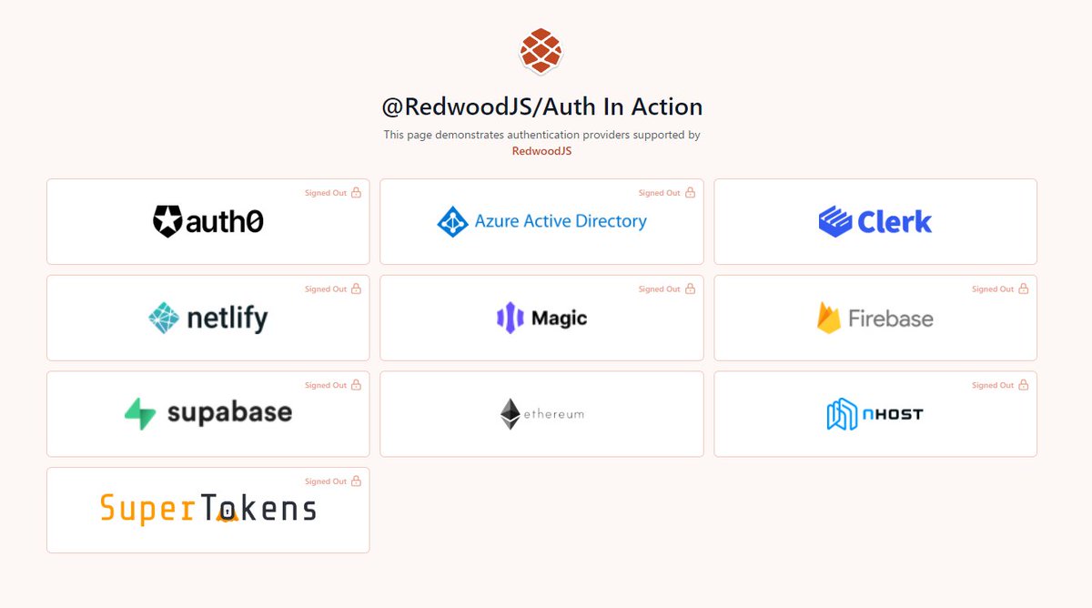 shwld's tweet image. RedwoodJS。認証がこんだけ入ってるので使い勝手良さそう。ethereumあるのもすごい #RedwoodJS