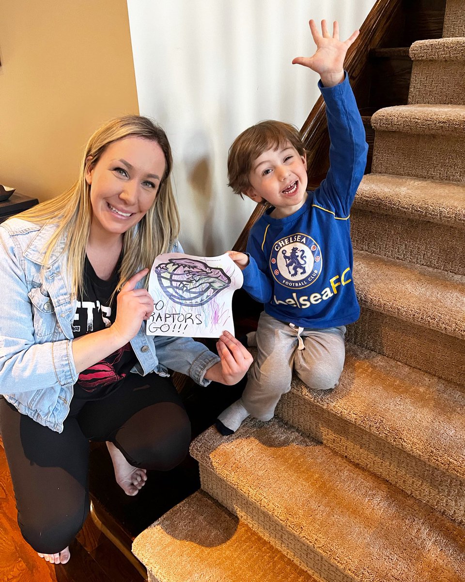 nicfeather's tweet photo. We’ve got our good luck @raptors sign ready for Game 6!! Benjamin is cheering you on @raptors @tangerinebank @sportsnet @tsn1050 @tsn_official #goraptors #gorapsgo 🏀💜 #tangerinefanangle @TangerineHoops #WeTheNorth #tangerinefanangle https://t.co/BKikHFGzc3