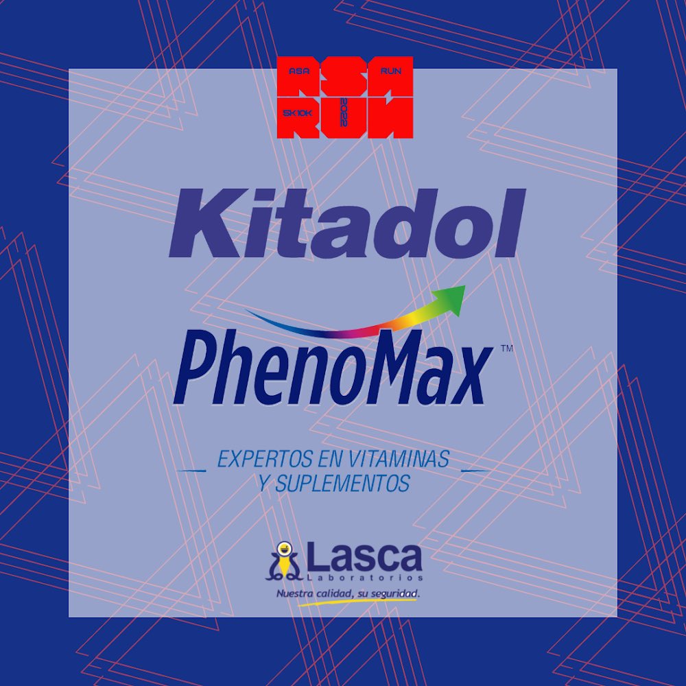 Lasca se suma al Asa Run 2022 con la presencia de Phenomax y Kitadol. 
Phenomax, con su línea de vitaminas y suplementos. Y Kitadol, para que nada te duela cuando subas al podio 💪🏻
Te esperamos el 5 de junio!!🏁🏅