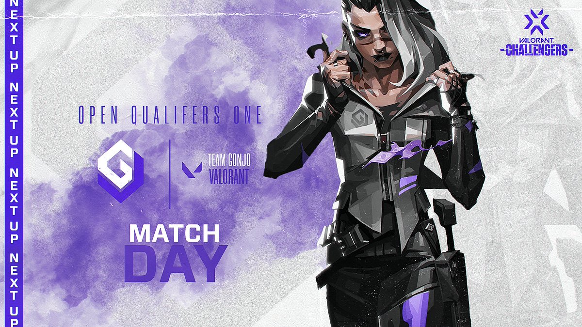 TeamGonjo's tweet photo. 🚨 VCT DAY 🚨

Team Gonjo Valorant will be competing in today's NA VALORANT Champions Tour STAGE 2 - Challengers Open Qualifier #1 @PlayVALORANT 
 
Event Roster :
⚔️ - @Pa1ntVAL
🏹 - @ceeJayfps
🛡️  - @GODZSTERR
💪 - @qtkiro
☁️ - @wreckerVAL ( sub )

 #GonjoWin | 😈 https://t.co/WEum3vvWIz