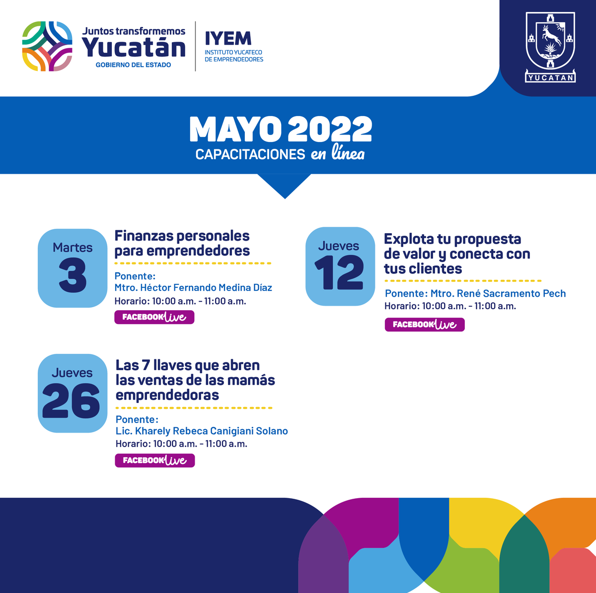 iyemyucatan's tweet photo. Este es el calendario de capacitaciones del mes de #Mayo donde habrá #actividades enfocadas para el crecimiento y fortalecimiento de tu #negocio.

Conoce AQUÍ todos los detalles. https://t.co/DkokSyjgjw