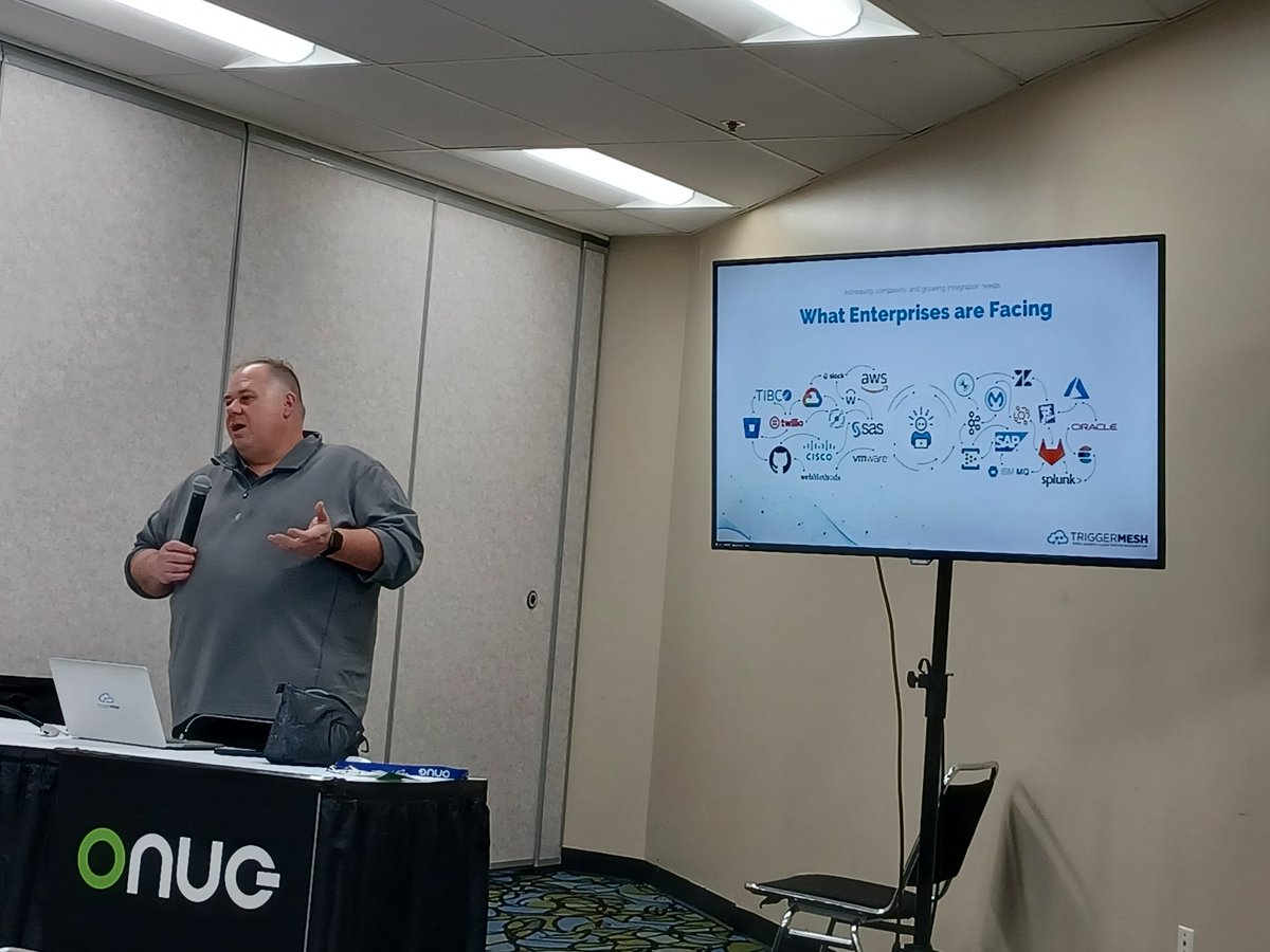 triggermesh's tweet photo. our ceo @mrhinkle talking in the #devsecops track at #onugspring2022 "From COBOL to #Kubernetes" https://t.co/qxKTS35Yjz